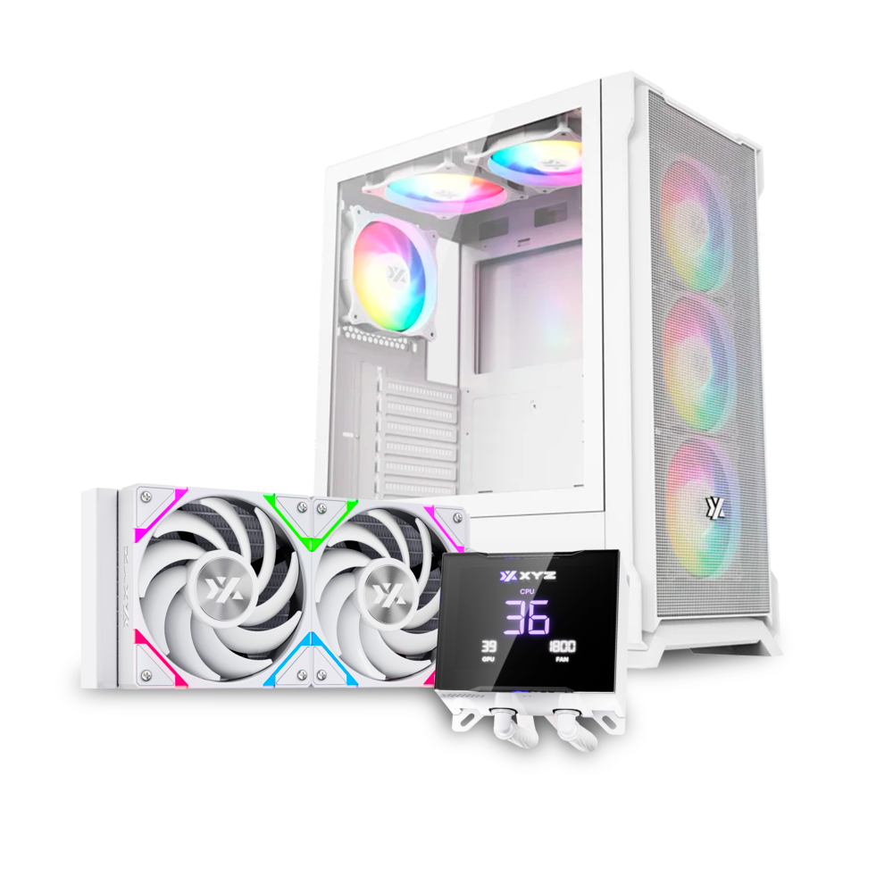 Bundle Enfriamiento liquido XYZ Hydrotemp 240mm BLANCO - XYZ-SA-851 +  Case XYZ Airone 300-X Mesh,  BLANCO X-CS-AIRONE3XM-W KT
