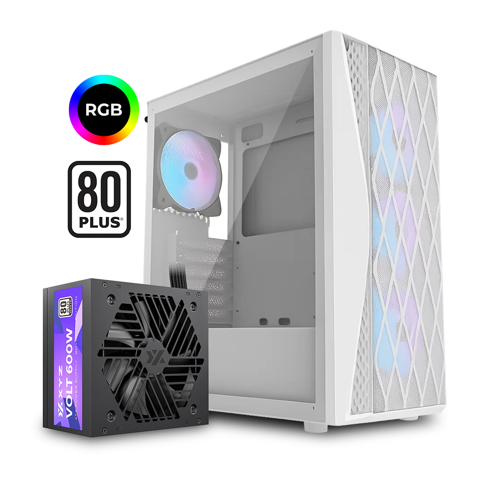 Bundle Case + Fuente | Case DarkFlash DK352 - 4 x Fan ARGB + XYZ Volt - 600W 80 Plus White KT