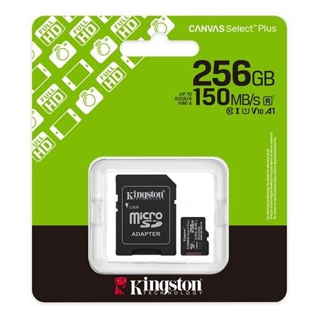 Memoria microSDXC, Kingston 256GB Canvas Select Plus Gen3 150MB/s A1, SDCS3/256GB