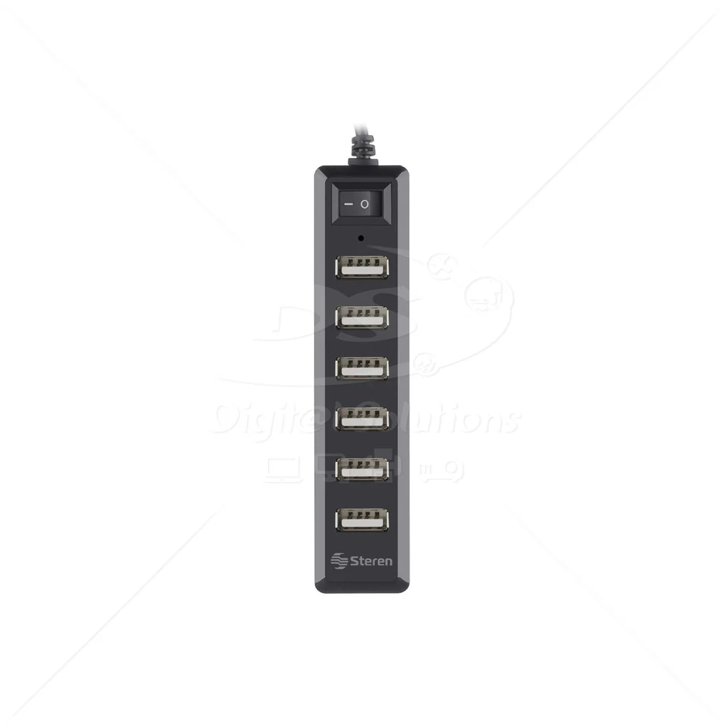 HUB 7 PUERTOS USB 2.0 C/ELIMINADOR 5V 2A, USB-537