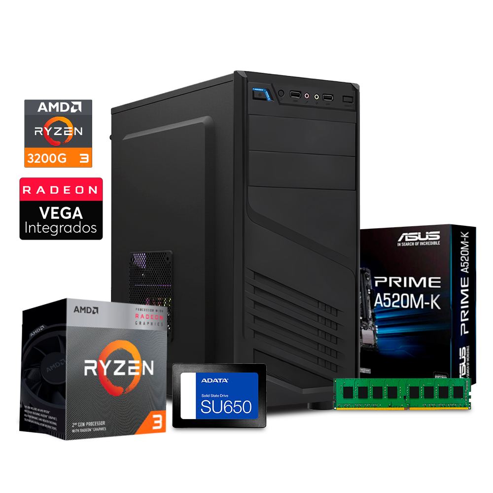 PC Standard B, Ryzen 3200G/ A520M-K/ 16GB DDR4 3200MT/ SSD 256GB / CaseXTQ-200 600W
