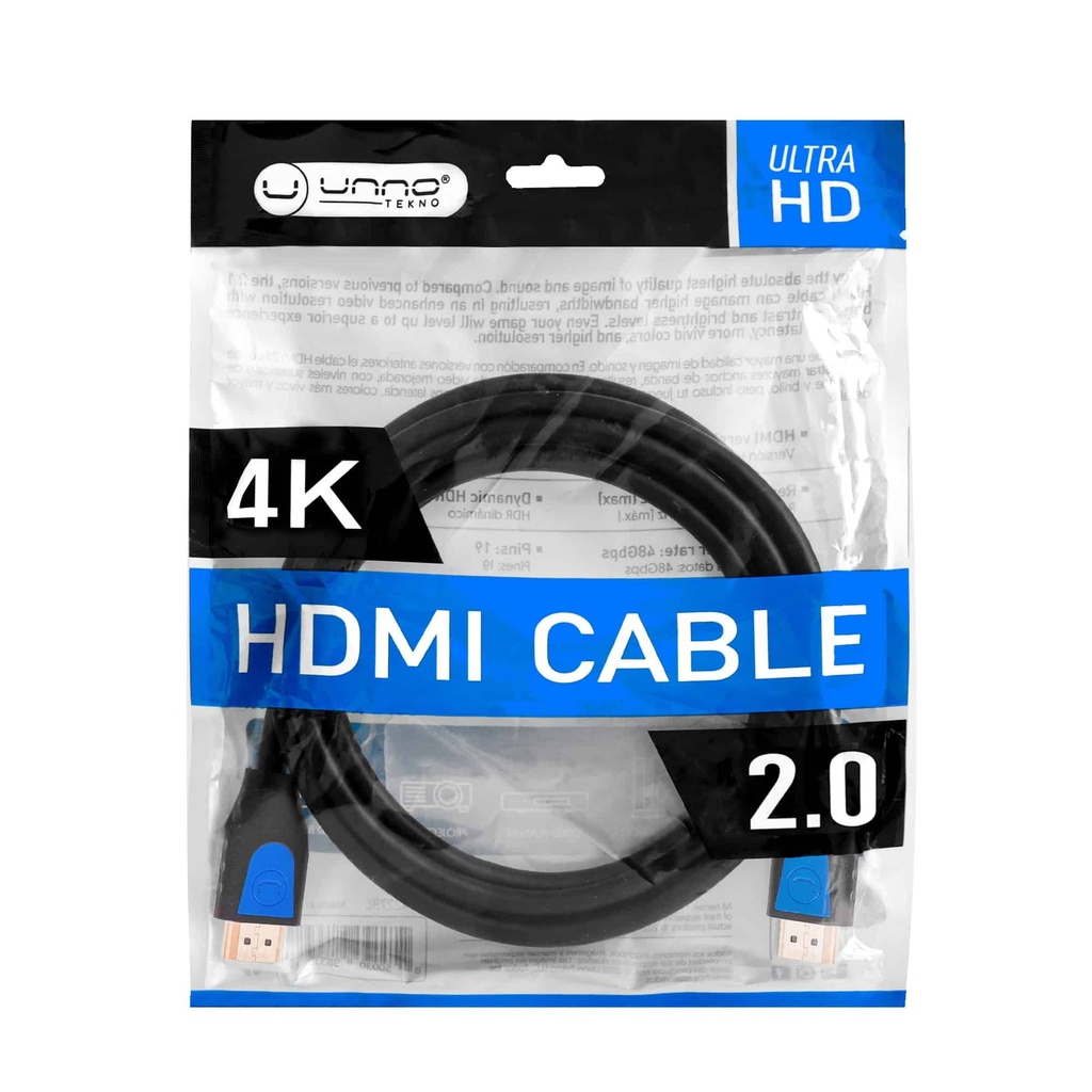 Cable Unno Tekno HDMI 2.0 4K 3m/10ft - CB4231BK