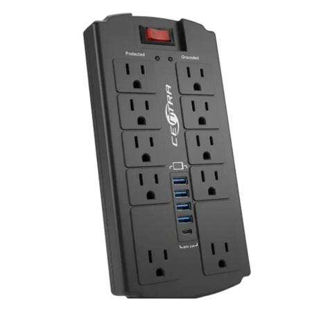 Regleta Supresora Centra SS PLUS HOME, 3 USB Tipo A + 1 USB Tipo C 2.4 Ah, 10 Salidas, CHPSS