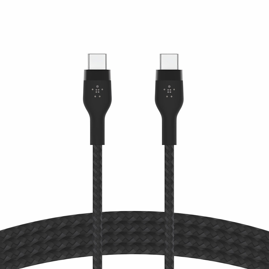 Cable Belkin, Pro Flex USB-C a USB-C, con correa, 2 Metros, Negro, CAB011bt2MBK