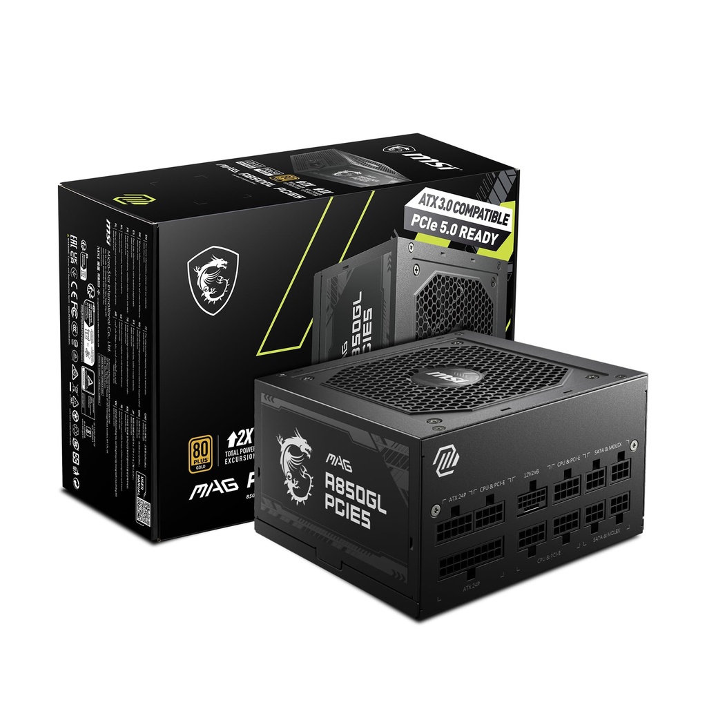Fuente de poder MSI Power MPG A850GL PCIE5 80 Plus Gold, full modular 