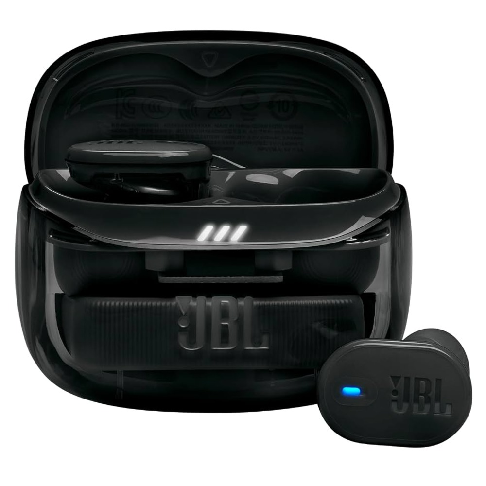  JBL Tune Buds 2 Headphones TWS Ghost Black, Cancelacion de Ruido, Bluetoorh 5.3, Hasta 48Hrs, Sonido Pure Bass y JBL Spatial, JBLTBUDS2GBLKAM