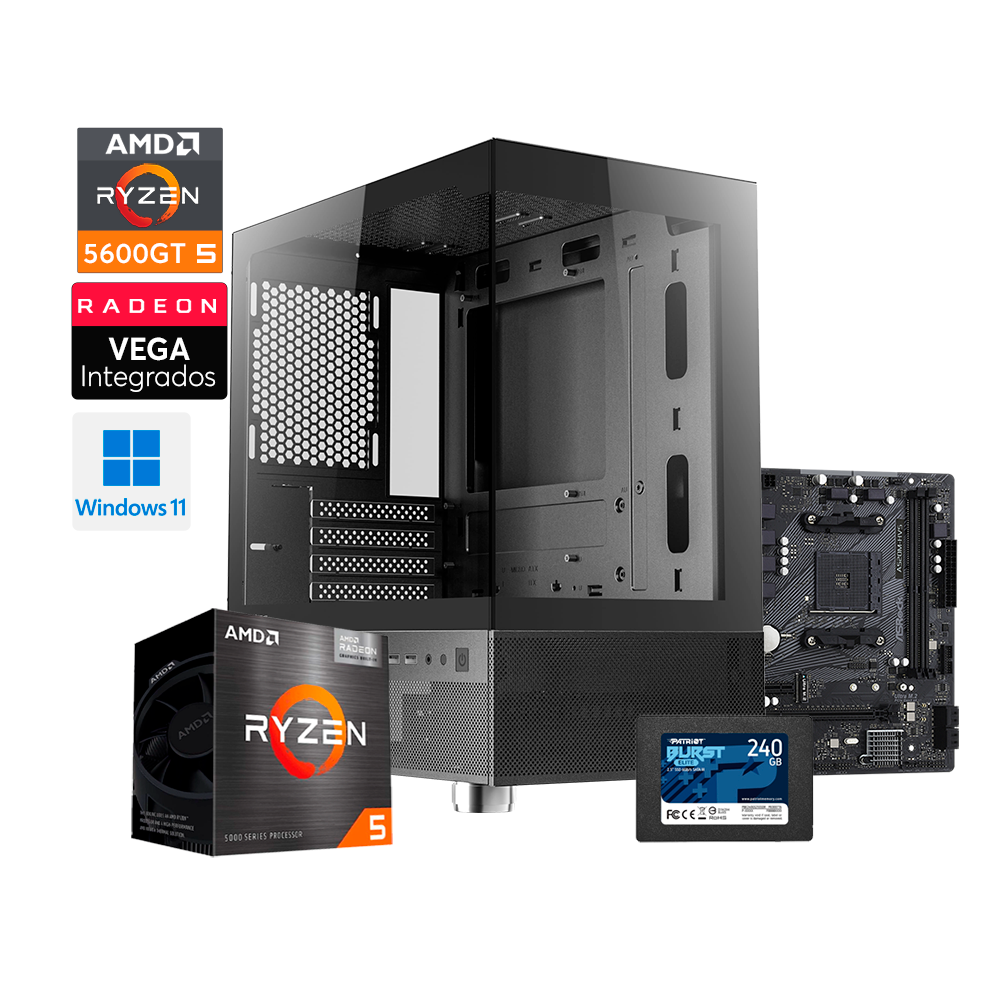 PC M-TEK, Procesador AMD Ryzen 5 5600GT, RAM Adata 16GB DDR4 3200, XYZ 650W 80 PLUS,Case Antec CX200M, ASrock A520M-SSD 240GB, WINDOWS 11 PRO