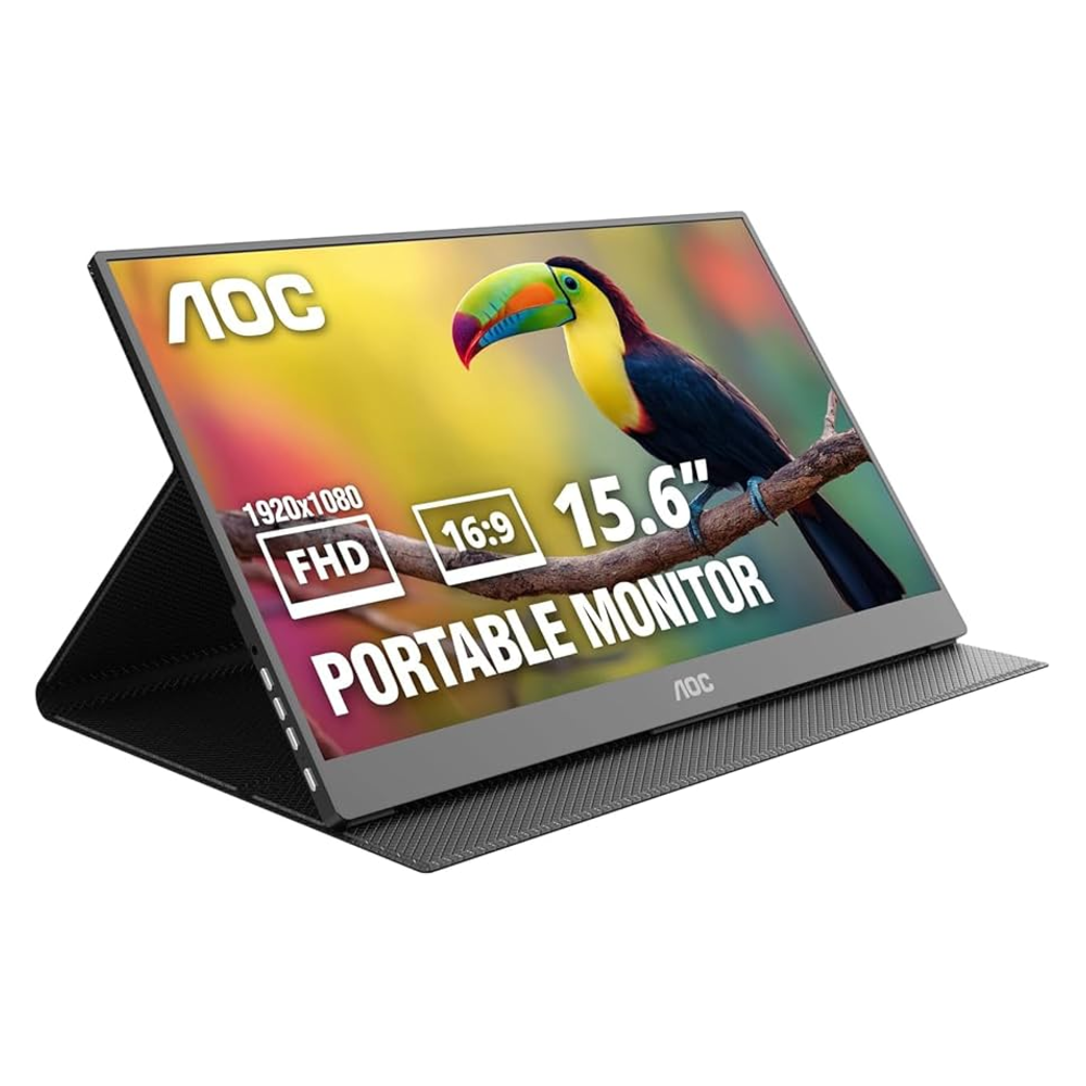 Monitor Portatil AOC 15.6" FHD, IPS,  2MS, 2 USB-C (Alimenantacion y Video) 1 Mini HDMI, Altavoces Integrados 2×1W) + Cover - 16T20