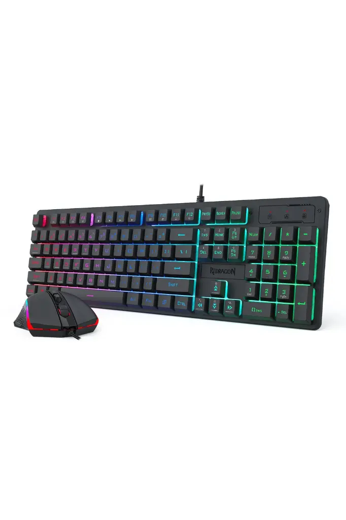 Combo Teclado y Mouse Redragon - Wired - Negro -  5 level DPI adjustable, max to 10000DPI,  25-Key Anti-Ghosting S107RGB-BA