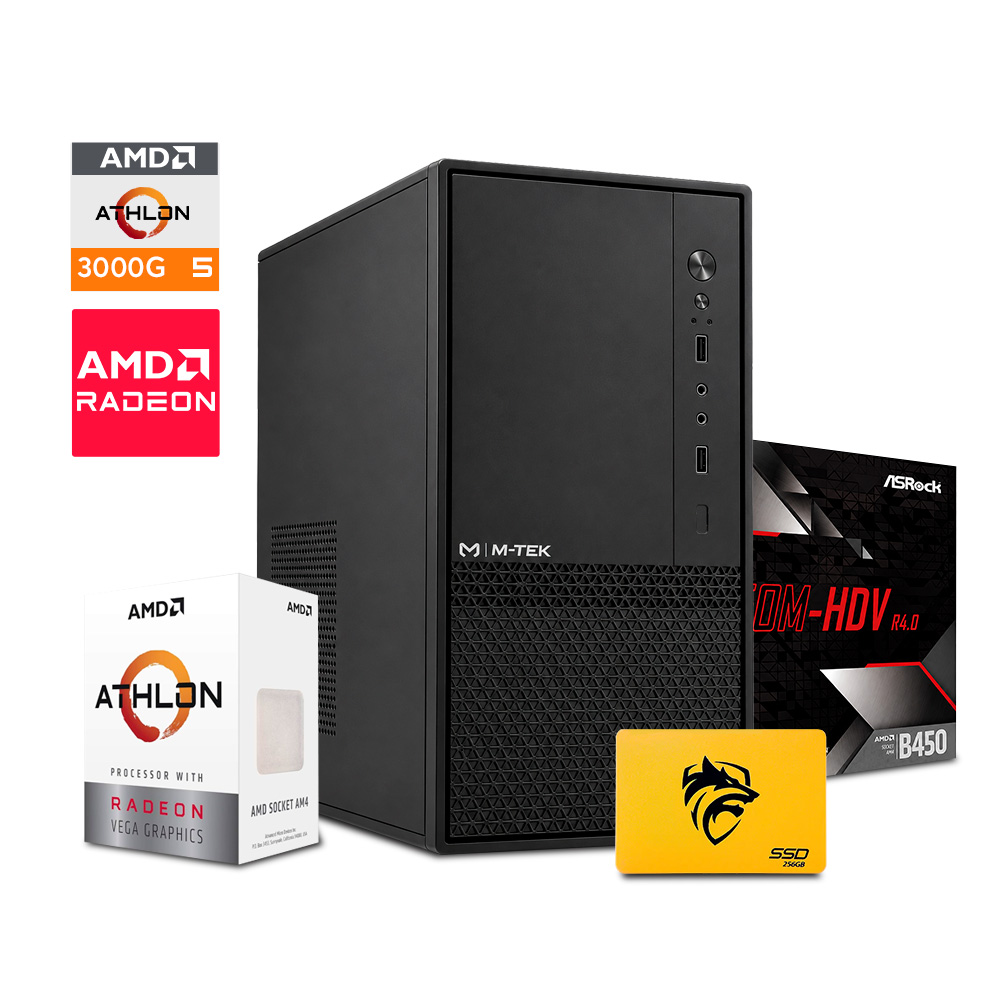 PC Mini KIM - Atlon 3000G, 8GB Ram, 256GB SSD, B450, Teclado y Mouse