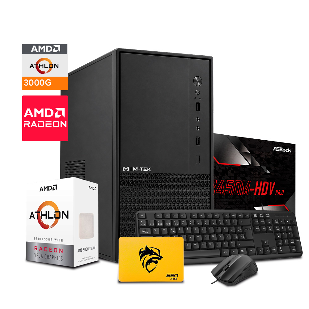 PC Mini KIM - Atlon 3000G, 8GB Ram, 256GB SSD, B450, Teclado y Mouse