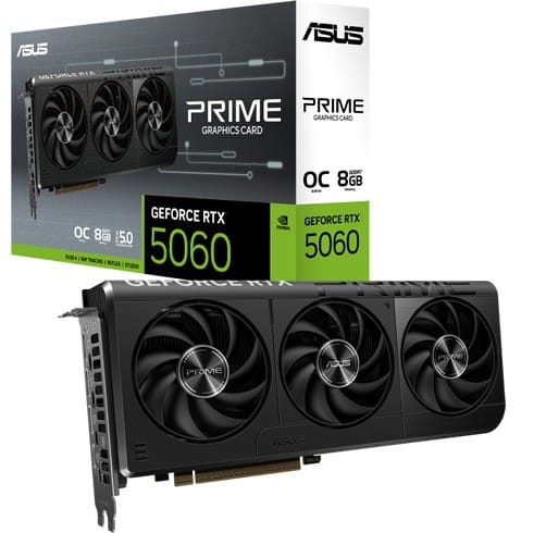 Tarjeta de Video Asus Prime GeForce RTX 5060 - OC - 8GB DDR7 - Negro - 90YV0N10-M0AA00