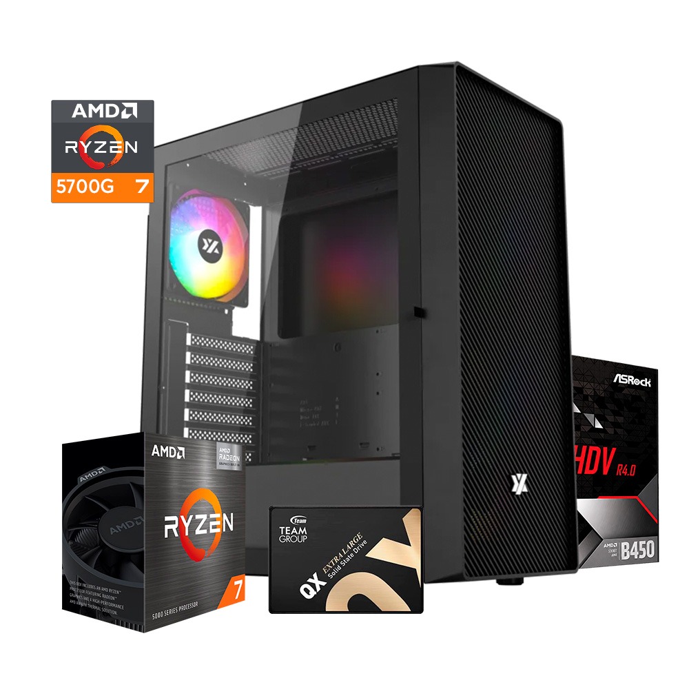PC FIFTY - Ryzen 7 5700G / 16GB DDR4/ SSD 512GB/ B450M / PSU 600W / AIRONE 50 Mesh