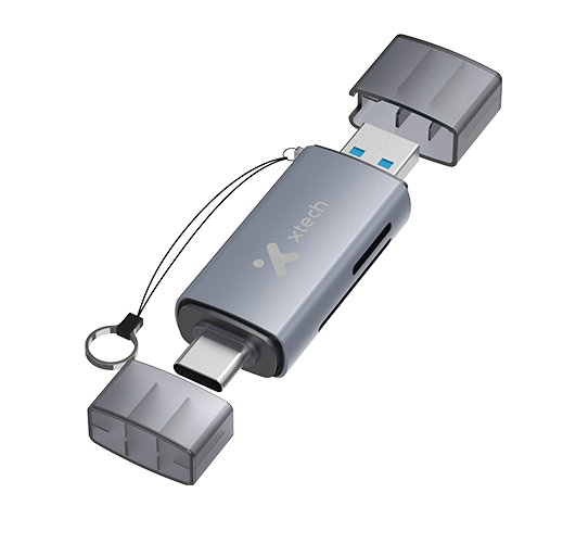 Multi lector  de tarjetas XTECH-  2 EN 1 USB-C/USB 3.0 OTG SD MICROSD/XTC-581