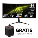 Monitor gaming MSI  , 34", 3440 x 1440 (UWQHD), 2k, 180Hz, Adaptive-Sync, HDMI, DisplayPort, montaje VESA, inclinación, altura ajustable, 1ms | + BOCINA GRATIS