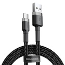 Cable de Carga Rápida Baseus Cafule USB-A a USB-C 3A 2 Metros Gris Negro Reforzado - CATKLF-CG1
