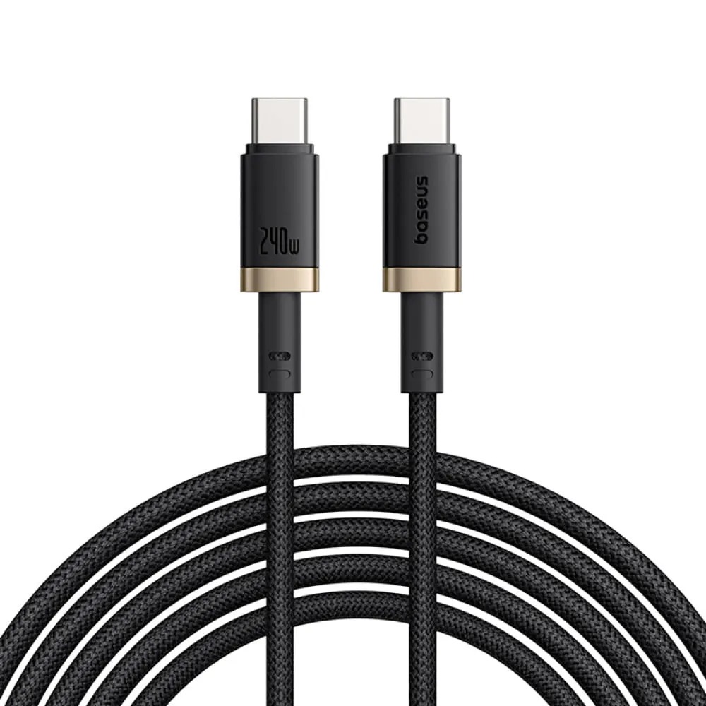 Cable de Carga Ultra Rápida Baseus Dura,  USB-C a USB-C 240W,   1 Metro Dorado-Negro.  P10377803U03- 00
