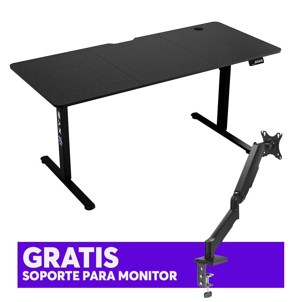 ESCRITORIO ELECTRICO AJUSTABLE XYZ CORE, X-DS-CORE-B / XYZ-SA-1026, 1600x700mm, 154 Lbrs. MAX, Porta headset.+ GRATIS Soporte para monitor Argom