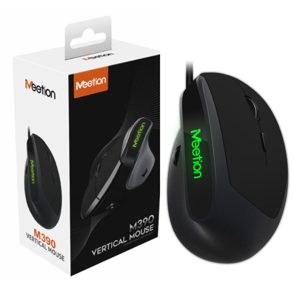 Mouse Vertical Meetion M390 - Negro - M390, cableado