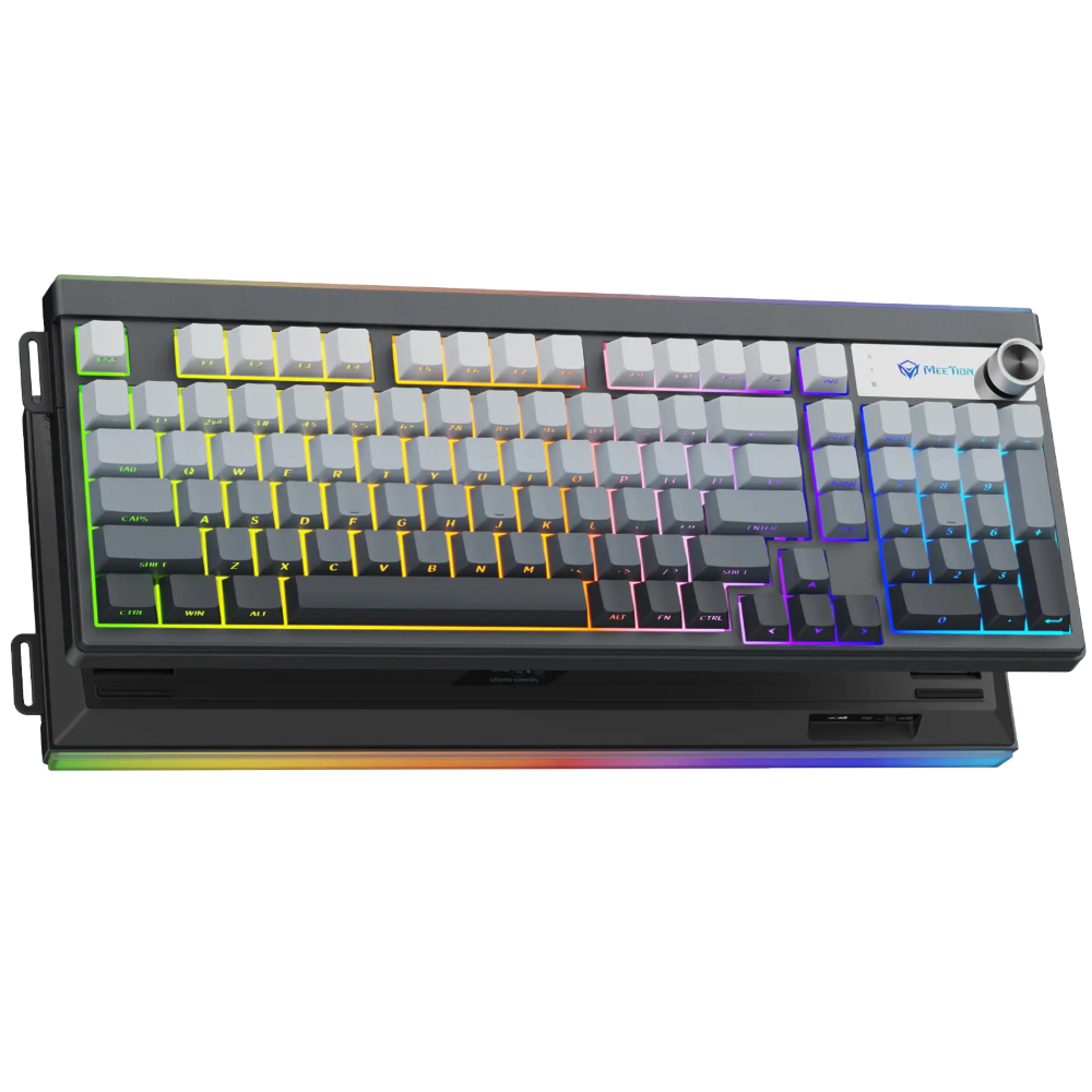 Teclado Meetion VibeKey B98 - RGB - ESP - Gray - VibeKey B98, 2.4GHZ+BT+USB BLACK