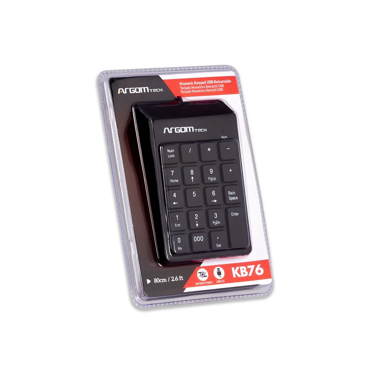 Teclado Numerico Argom Rectractil conexion USB- ARG-KB-1076