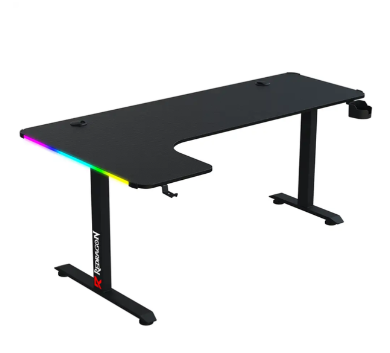 Escritorio Gamer Redragon GD-3200-L - 160x60cm en L -  Diseño Fibra de Carbono - Negro