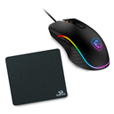 Bundle  Mouse Pad Redragon FLICK M, 32x27x0.3cm Negro +  Mouse Gamer MSI, 7200 DPI, 5 Modos RGB, USB, GM300 KT