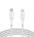 Cable Belkin BoostCharge USB-C to Lightning Braided 1mts, Blanco, CAA004bt1MWH