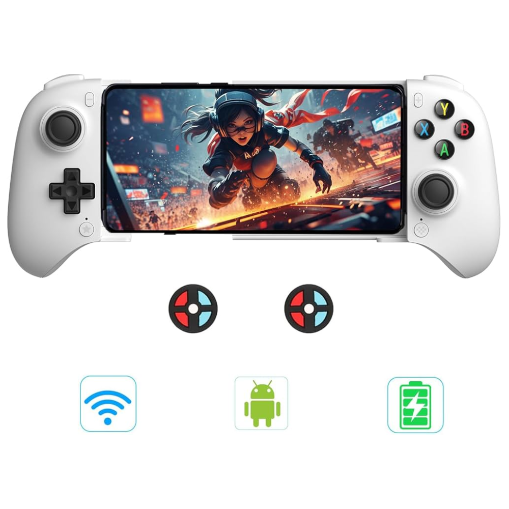 Control 8BitDo Ultimate Mobile Gaming - para Android - Bluetooth - Blanco - 80LB, Hall Effect Joysticks and Hall Triggers 