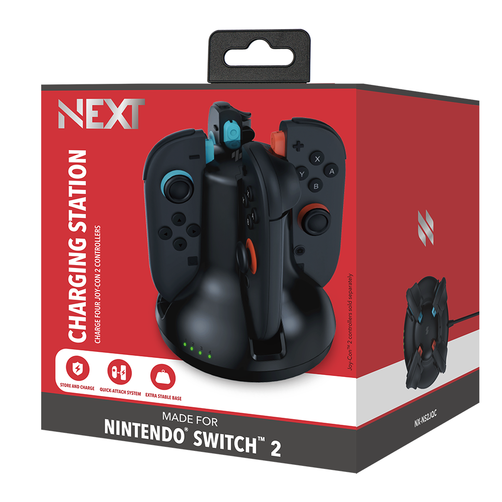 Base de carga Next para 4 Joy-Con 2 de Nintendo Switch 2 – LED, Magnética, Negra - NX-NS2JQC