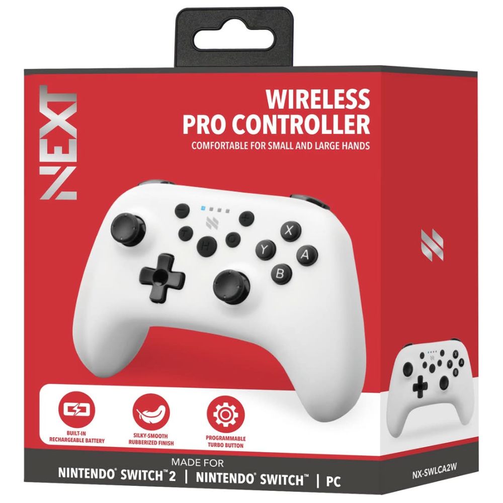 Control NEXT Pro Wireless para Nintendo Switch 2 y Switch – Bluetooth 5.3, Turbo, Blanco - NX-SWLCA2W