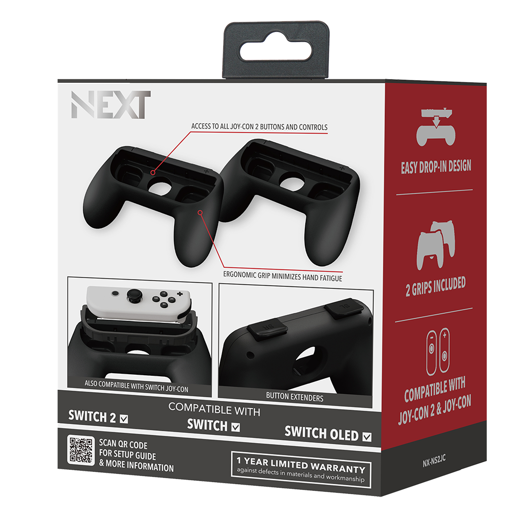 Grips NEXT Performance Grip 2-Pack para Joy-Con 2 y Joy-Con Nintendo Switch – Negro NX-NS2JC