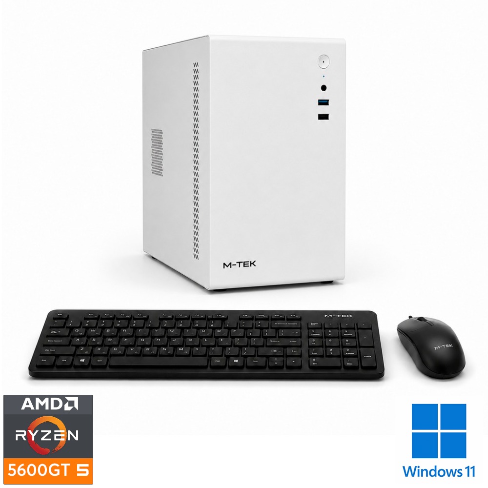 PC Standard office Plus– Ryzen 5600GT 16gb ram, m.2 256gb, B450M HDV, WIN 11 PRO, teclado y mouse Case + Fuente 