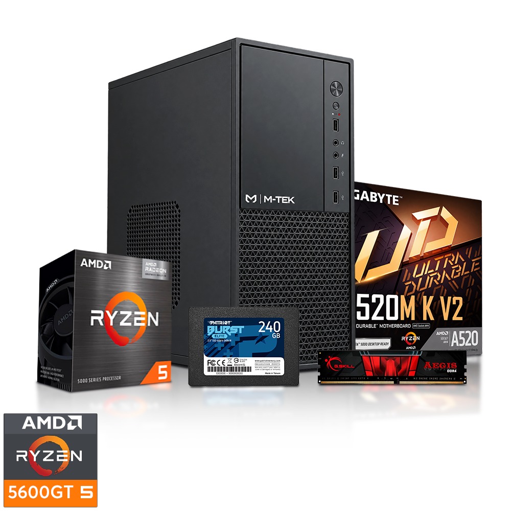 PC POTATO - Ryzen 5 5600GT / 16GB Ram DDR4 / SSD 240GB / A520M / Case + Fuente 600W