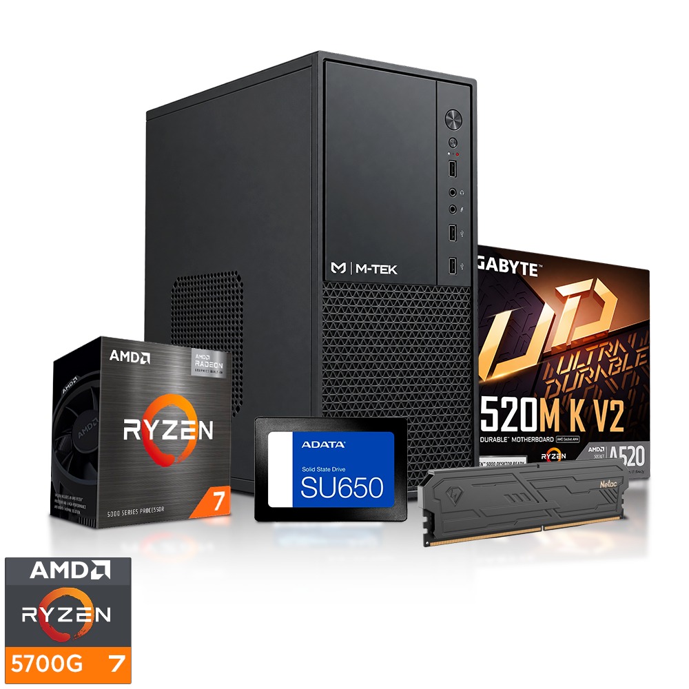 PC NEW POTATO Plus - Ryzen 7 5700G / 16GB Ram DDR4 / SSD 256GB / A520M / Case + Fuente 600W 