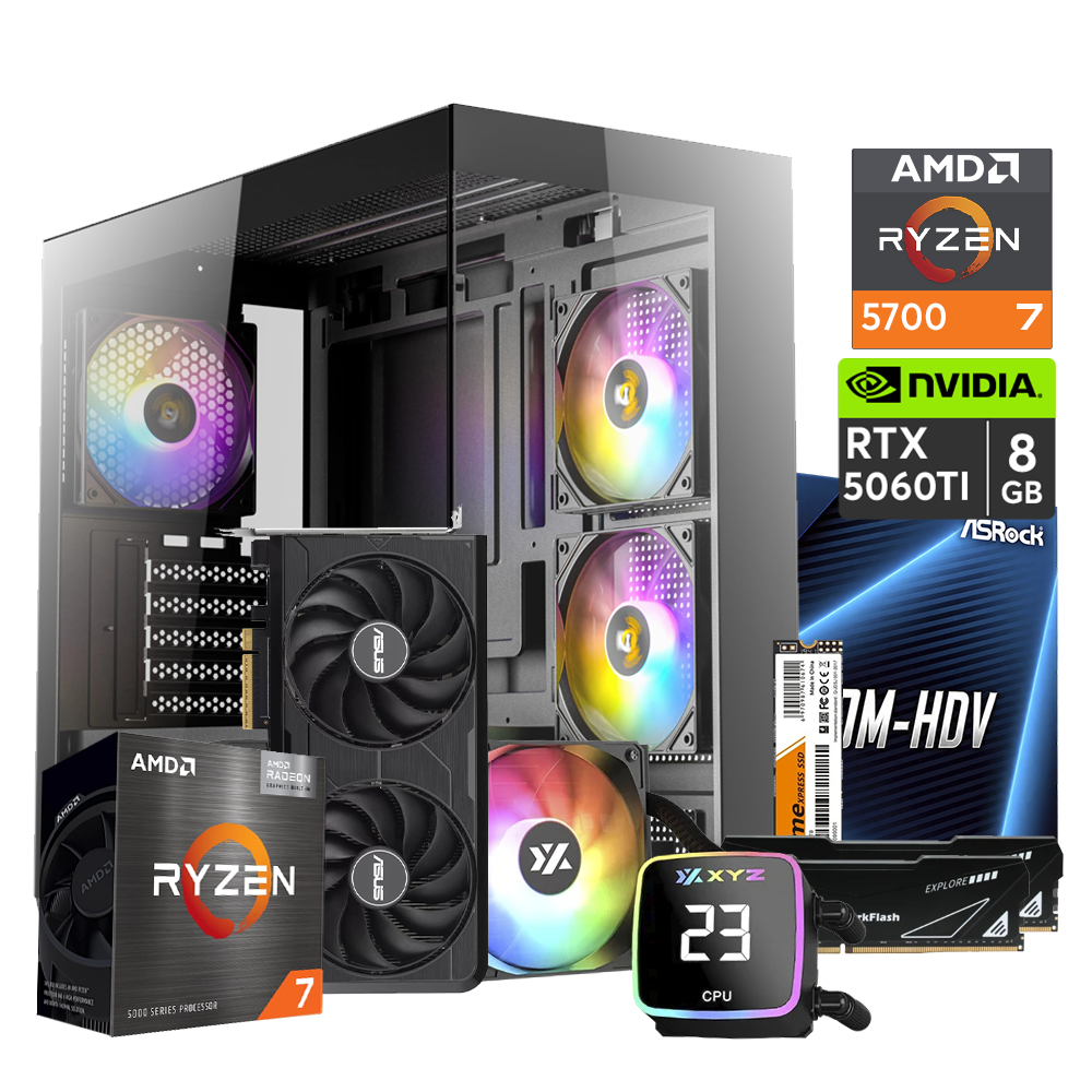 PC CX300G - Ryzen 7 5700, B550M, Ram 32GB DDR4, 1TB M.2, RTX 5060 TI 16GB, AquaPulse 240mm, 700W 80+