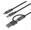 Cable multifuncional para carga 5 en 1USB Tipo A o C Micro USB + Lightning USB Tipo C XTC-560
